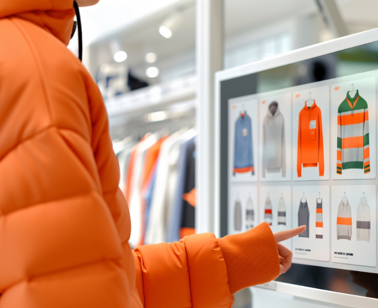 Retail worker using tablet
